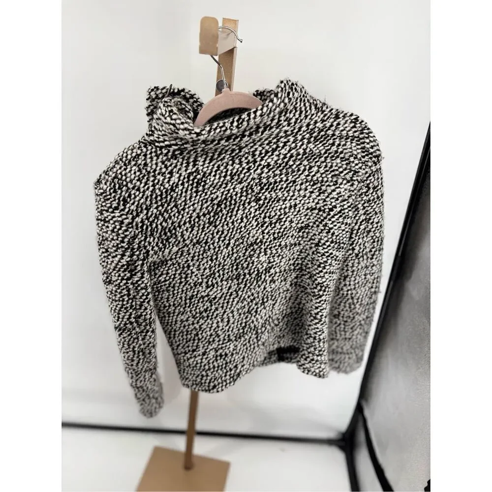 Blank NYC Boucle Knit Motorcycle Moto Jacket Black White Women’s Size XS